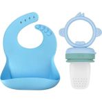 Oioi Basic Silikon Mama Önlüğü ve Püre Set - Standart - Mavi