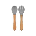 OiOi BASICS Mama Kaşığı + Çatal - Powder Grey
