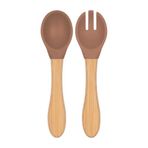 OiOi BASICS Mama Kaşığı + Çatal - Woody Brown