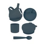 Oioi Deep Blue Beşli Set (Önlük+Tabak+Kase+Bardak+Kaşık)