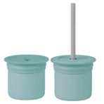 Oioi Ham Hüp Aqua Green - Powder Grey Silikon Pipetli Bardak