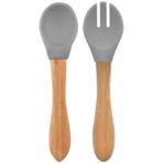 Oioi Mama Kaşığı Çatal Seti 9+ Ay Powder Grey - Gri