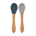 Oioi Nam Nam 2'li Deep Blue Powder Grey Silikon Bambu Kaşık