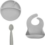 Oioi Porsiyon Set Powder Grey(Tabak+Basic Önlük+Nam Nam) - Renkli