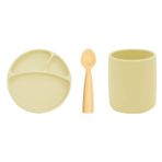 Oioi Porsiyon Tabak+Bardak+Nam Nam Kaşık 3'lü Set - Sarı