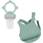 OiOi Püre Mama Önlüğü Ergonomik Tasarımlı Kolay Temizlenebilir 2 Parça River Green Powder Grey