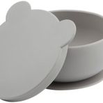 Oioi Vakum Tabanlı Powder Grey Silikon Kapaklı Kase