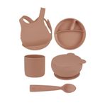Oioi Woody Brown Beşli Set (Önlük+Tabak+Kase+Bardak+Kaşık)