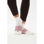 Oishii Patik Spor Havlu Çorap Bordo Desen Beyaz - Beyaz - Bordo - 35 - 38