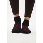 Oishii Patik Spor Havlu Çorap Bordo Desen Siyah - Siyah - Bordo - 39 - 42