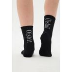Oishii Spor Soket Çorap Yarım Havlu Dik Beyaz Desen Siyah - 39 - 42