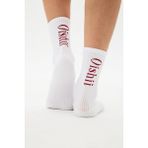 Oishii Spor Soket Çorap Yarım Havlu Dik Bordo Desen Beyaz - Beyaz - Bordo - 39 - 42
