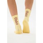 Oishii Spor Soket Çorap Yarım Havlu Dik Bordo Desen Sarı - 39 - 42