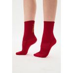 Oishii Spor Soket Çorap Yarım Havlu Dik Sarı Desen Kırmızı - 39 - 42