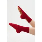Oishii Yoga Soket Çorap Yarım Havlu Dikyazı Desen Kırmızı - 39 - 42