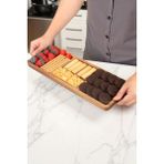 OK Wood Doğal Ahşap Bölmeli Sunum Tepsisi 14 x 38 cm – Lüks Sunum Tahtası - Meze Peynir Çerez ve Meyve Servis Tabağı