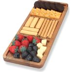 OK Wood Doğal Ahşap Bölmeli Sunum Tepsisi 25 x 38 cm – Lüks Sunum Tahtası - Meze Peynir Çerez ve Meyve Servis Tabağı