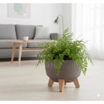 Okacih Modern Stick Line Bambu Ayaklı Saksı Akıllı Altlıklı 23X19 cm 5 Litre