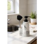 okacih Polyresin Mermer Fırçalı Tezgah Üstü Sıvı Sabunluk Mutfak Banyo Deterjanlık