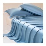 Okaliptüs Liyosel Saten Yatak Çarşafı İpeksi Pürüzsüz Soğutma Levhaları Tüm Mevsimler için Ev Havlusu Çarşafı Mavi Boyut 180 x 230 cm