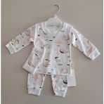 Okan Bebe %100 Pamuk Uykucu Gökyüzü Baskılı 3'lü Takım OKN-006 - 6 - 9 Ay - Mavi