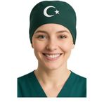 Okanmed Türk Bayraklı Yeşil Doktor Hemşire Aşçı Cerrahi Bone Hastane Bone Bandana M249