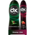 Okey 100 ml Çilek Kayganlaştırıcı Jel ve 200 ml Ginseng Masaj Jeli