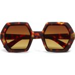 Okkia Emma Big Hexagonal Unisex Güneş Gözlüğü Klasik Havana - Kahverengi