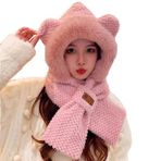 OKSakady 2'si 1 arada şapka entegre kulak koruması rüzgar geçirmez şapka kış sıcak pelüş şapka, Pembe., Ölçü Birimi