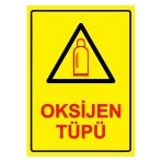 Oksijen Tüpü İsg Uyarı Levhası Pvc A4 21X30 Cm