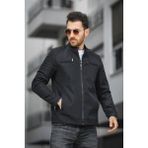 Oksit Abuja Slim Fit Fermuar Detaylı Dik Yaka Su Itici Erkek Mevsimlik Mont - Siyah