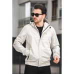 Oksit Bailey Suya Dayanaklı Slim Fit Erkek Kapüşonlu Mevsimlik Mont Yağmurluk - Bej