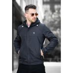 Oksit Bailey Suya Dayanaklı Slim Fit Erkek Kapüşonlu Mevsimlik Mont Yağmurluk - Siyah