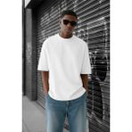Oksit Benriy Erkek Oversize Basic Bisiklet Yaka Pamuklu T-Shirt Rahat Kesim Unisex Sevgili Kombini - Beyaz - 3XL