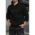 Oksit Dreamer Ön Yazı Baskılı Erkek Sweatshirt - Siyah