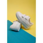 Oksit Ezra Air Unisex Kalın Taban Bantlı Beyaz Bebek Çocuk Sneaker Düz Topuklu Konforlu Ayakkabı