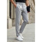 Oksit Gurkha Stil Yan Ayarlı Metal Tokalı Slim Fit Erkek Kumaş Pantolon Özel Kesim Kruvaze Bel - Gri - 38