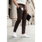 Oksit Gurkha Stil Yan Ayarlı Metal Tokalı Slim Fit Erkek Kumaş Pantolon Özel Kesim Kruvaze Bel - Kahve - 36