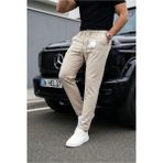 Oksit Holl Beli Lastikli ve Bağcıklı Likralı Esnek Örme Jogger Pantolon - Krem - 31