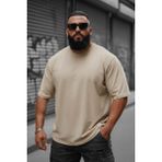 Oksit Kapty Erkek Büyük Beden Battal Basic Bisiklet Yaka Pamuklu T-Shirt Rahat Kesim Unisex Sevgili Kombini - Taş