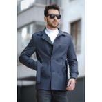 Oksit Lusaka Slim Fit Su Itici Kemer Detaylı Trençkot Dokuma Malzeme Erkek Füme Renk