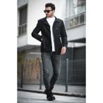 Oksit Lusaka Slim Fit Su Itici Trençkot Dokuma Malzeme Erkek Cinsiyet Siyah Renk Uzun Kol