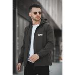 Oksit Mmx Baskılı Suya Dayanaklı Slim Fit Erkek Kapüşonlu Mevsimlik Mont Yağmurluk - Haki