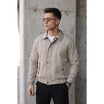 Oksit Muxi Slim Fit Fermuarlı ve Çıtçıt Korumalı Astarlı Suya Dayanıklı Erkek Mevsimlik Bomber Ceket - XL - Taş