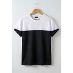 Oksit Reka Jakar Dokulu Panel Detaylı Slim Fit Bisiklet Erkek Yaka Tişört - Siyah - 2XL