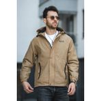 Oksit Save Baskılı Suya Dayanaklı Slim Fit Erkek Mevsimlik Mont Yağmurluk - Camel - XL