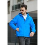 Oksit Save Baskılı Suya Dayanaklı Slim Fit Erkek Mevsimlik Mont Yağmurluk - Mavi