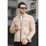 Oksit Tuci Zenta Içi Polarlı Slim Fit Hakim Yaka Erkek Süet Mont - Bej