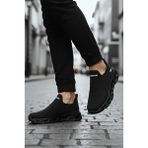 Oksit Wnd 4106 Slip On Nefes Alan Kalın Taban Erkek Sneaker - Siyah - Siyah
