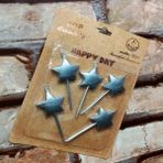 Oktay Sesal Vıp Silver Star Happy Bırthday Candle 5 Adet Metalik Gümüş Yıldızlı Pasta Mumu Yıldız Doğum Günü Mumu